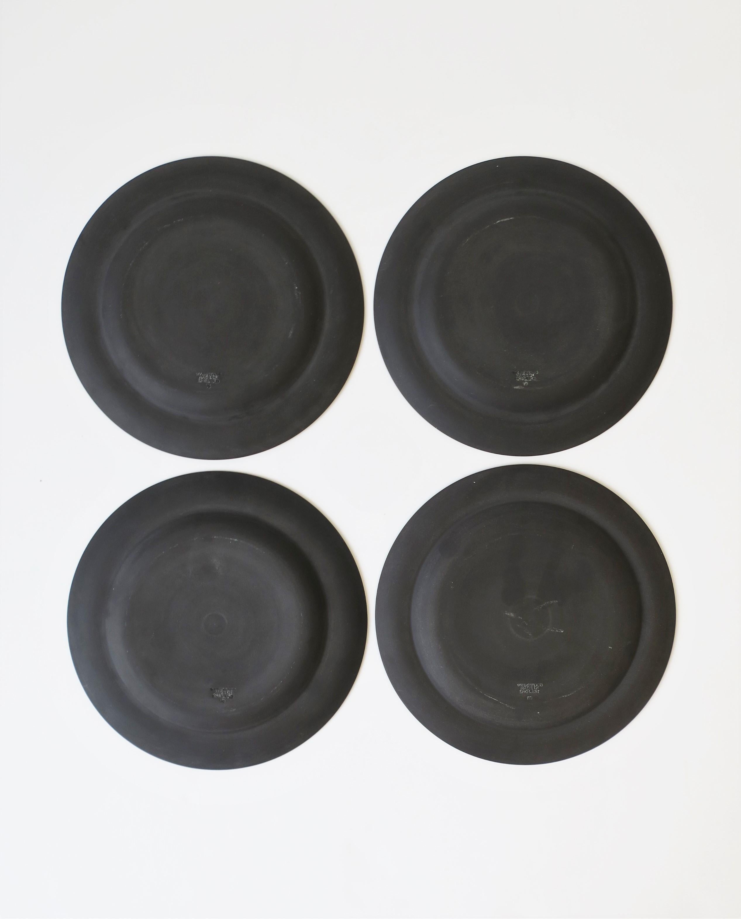 Wedgwood English Matte Black Basalt Plates, Set of 4 1