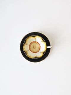English Matte Black Porcelain Coffee or Tea Cup and Saucer