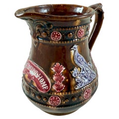 Antique English Measham Bargeware Home Sweet Home Jug