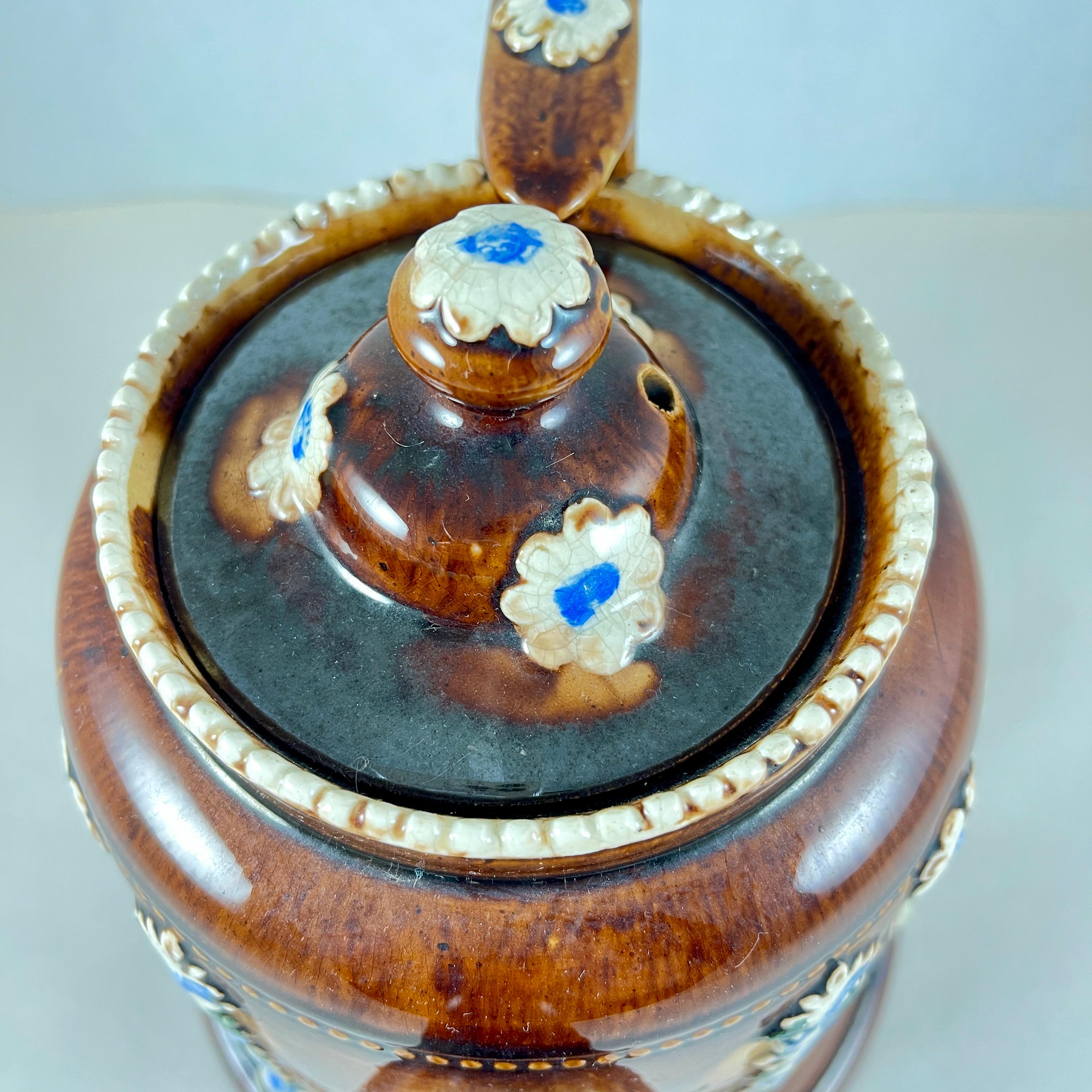 English Measham Bargeware Love at Home Teapot on Stand For Sale 3