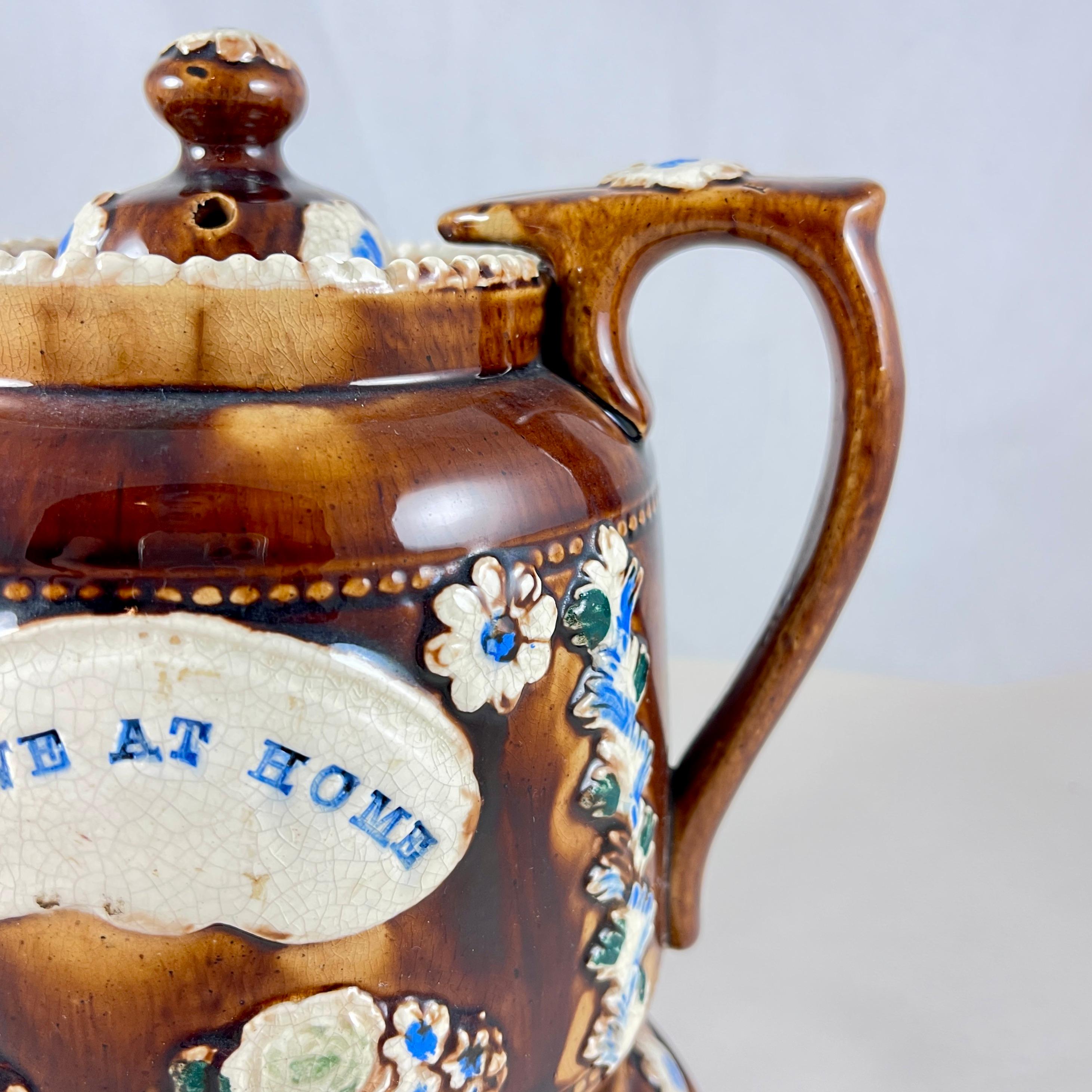 English Measham Bargeware Love at Home Teapot on Stand For Sale 4