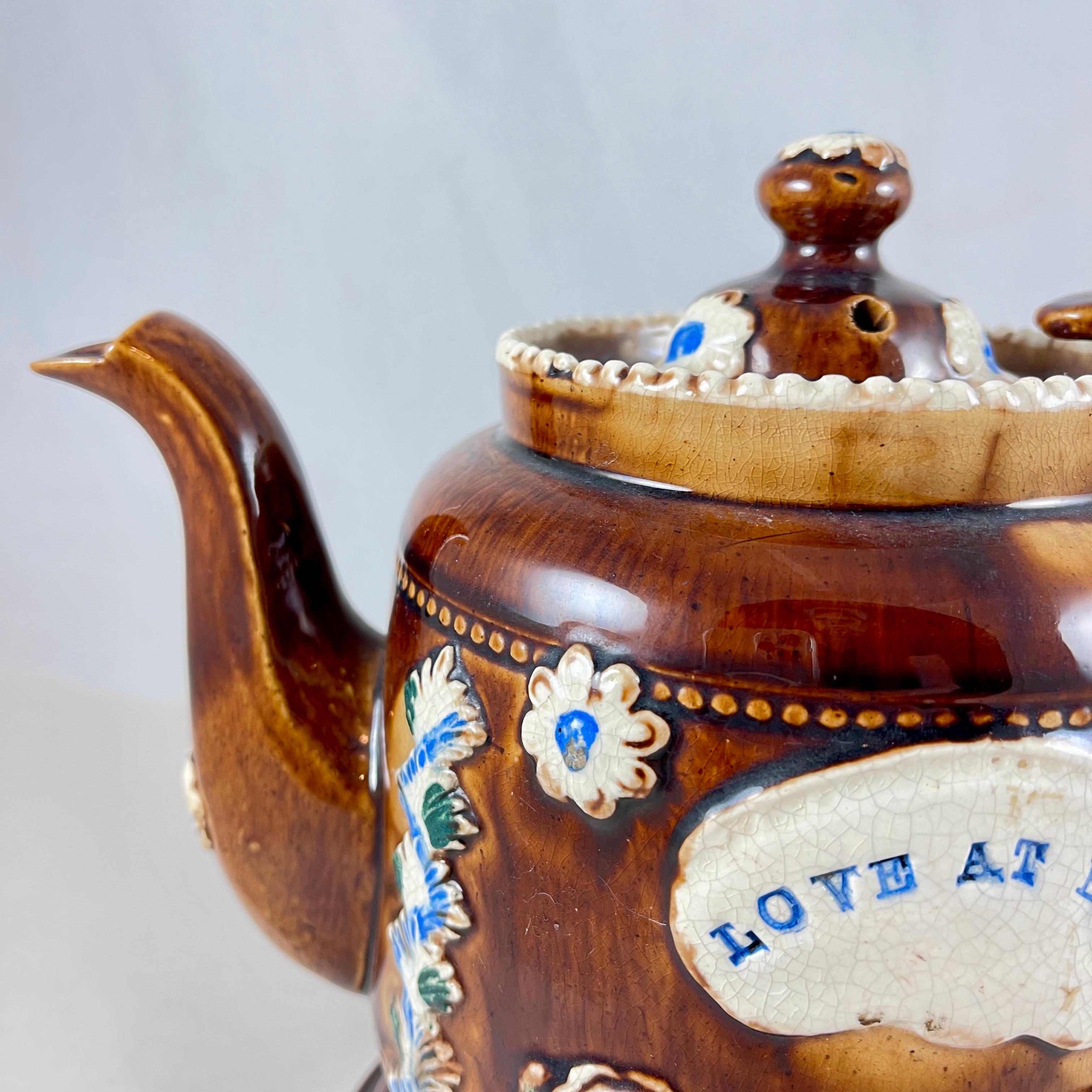 English Measham Bargeware Love at Home Teapot on Stand For Sale 5