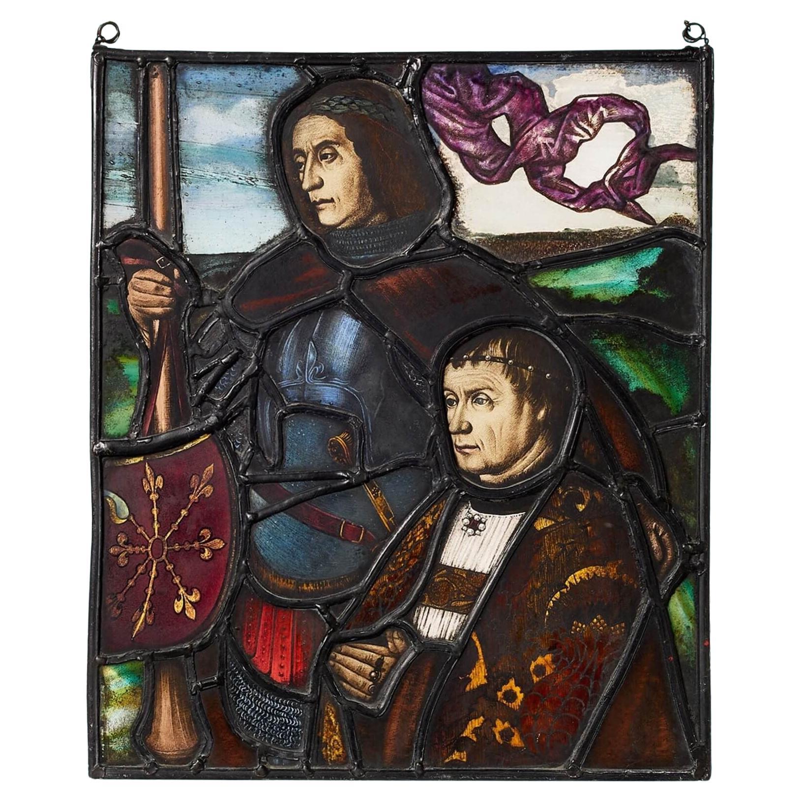 Ventana de vidrio emplomado de estilo medieval inglés