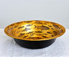 English Metal Wash Basin with Paint & Decoupage