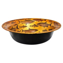 Englisches Metallwaschbecken mit Farbe und Decoupage