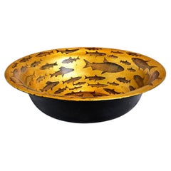 English Metal Wash Basin with Paint & Decoupage