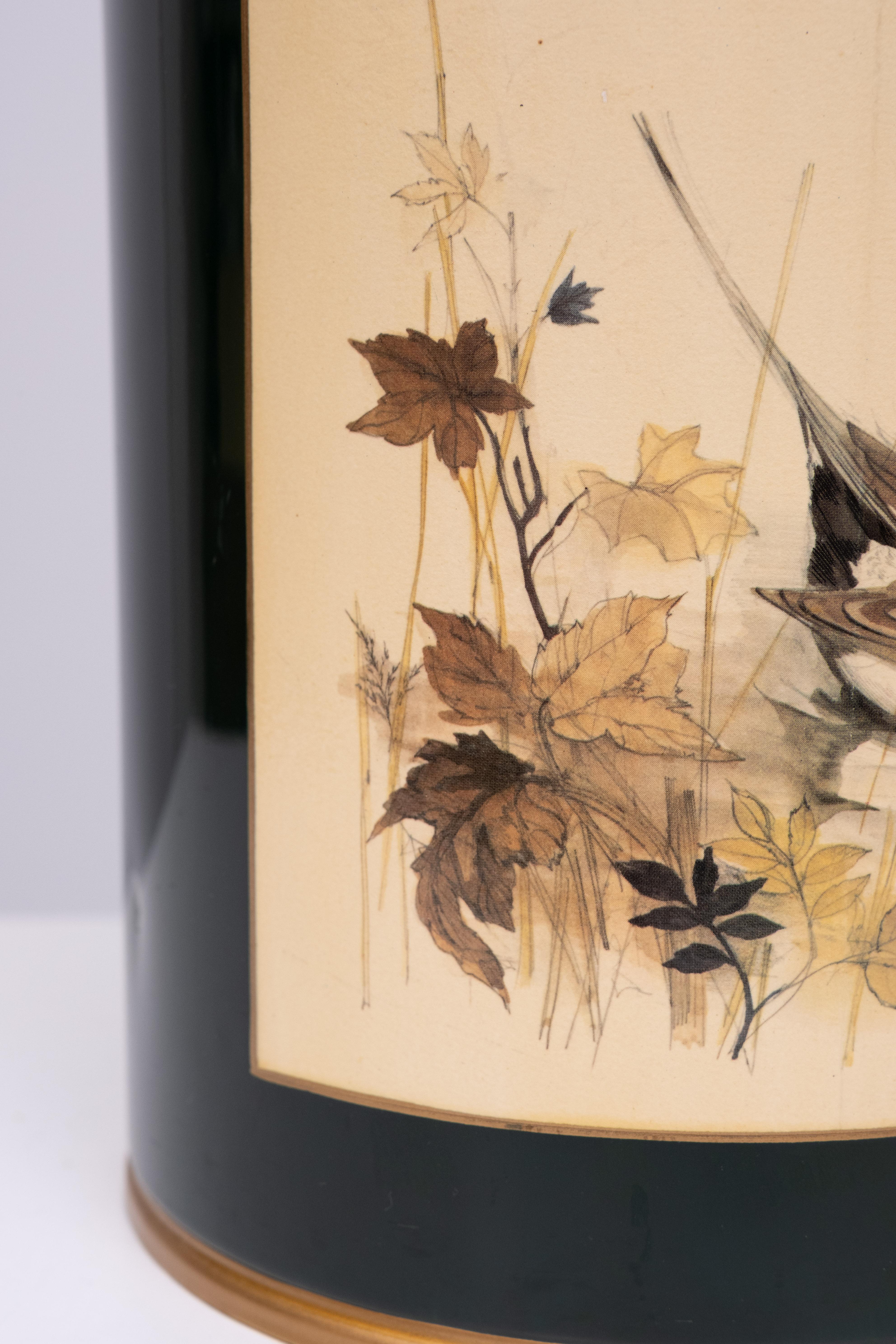 Mid-20th Century English Metal Waste Basked Bird lithograph  1960s For Sale