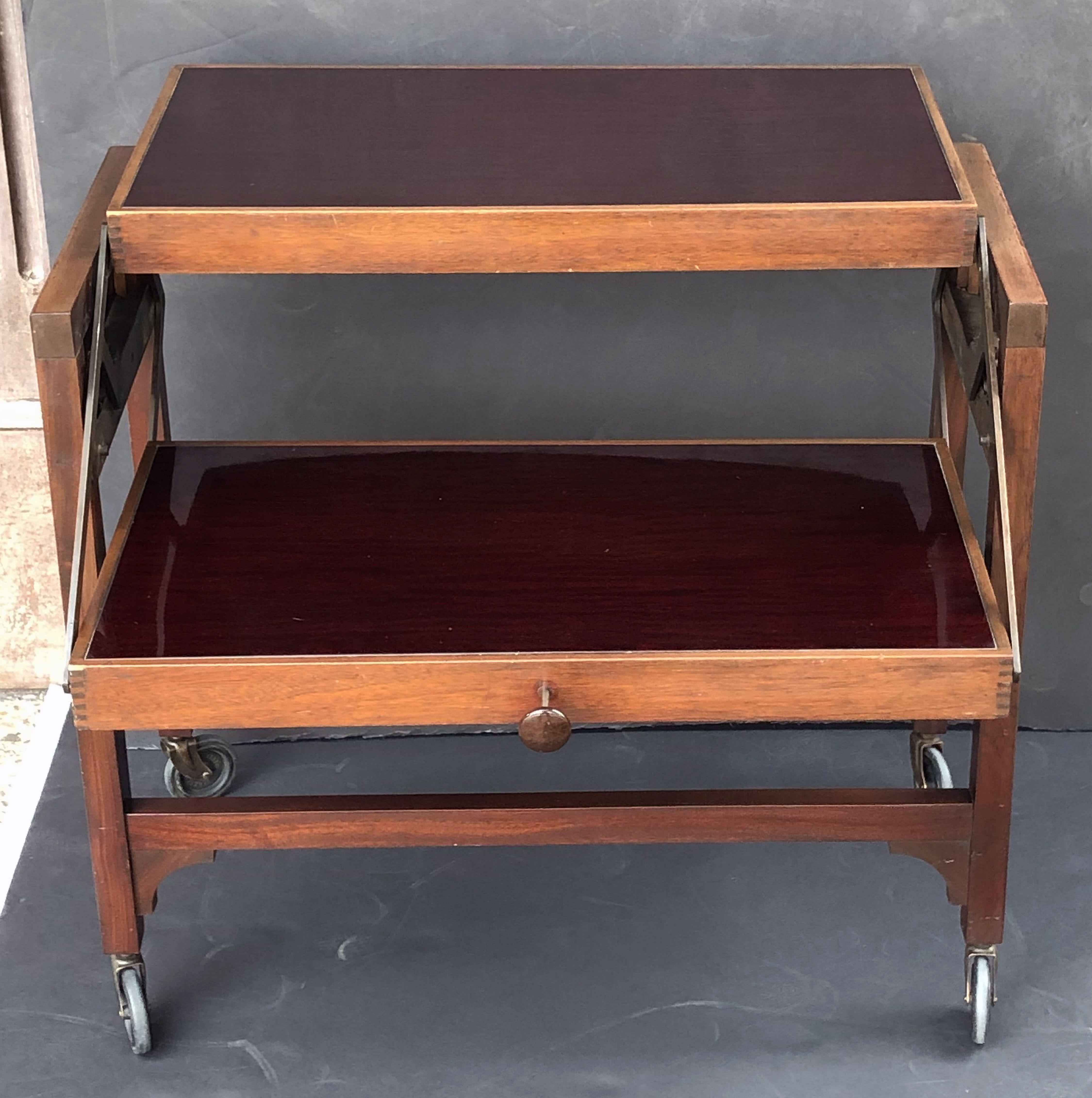 English Metamorphic Drinks Cart or Trolley, Convertible to Occasional Table 5