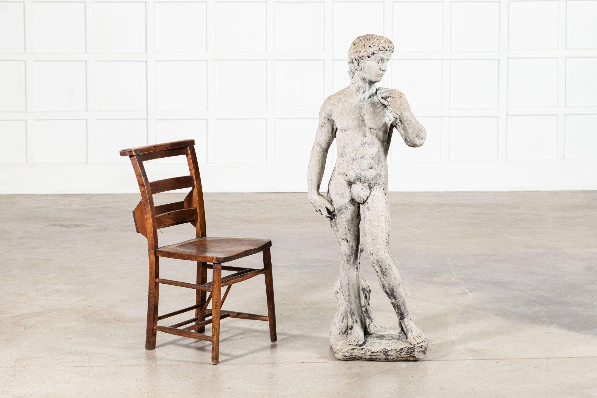 circa 1940
English Michelangelo's David Statue
Cast stone with great colour, patination and detail
sku 279
W50 x D28 x H130 cm
Weight 94Kg