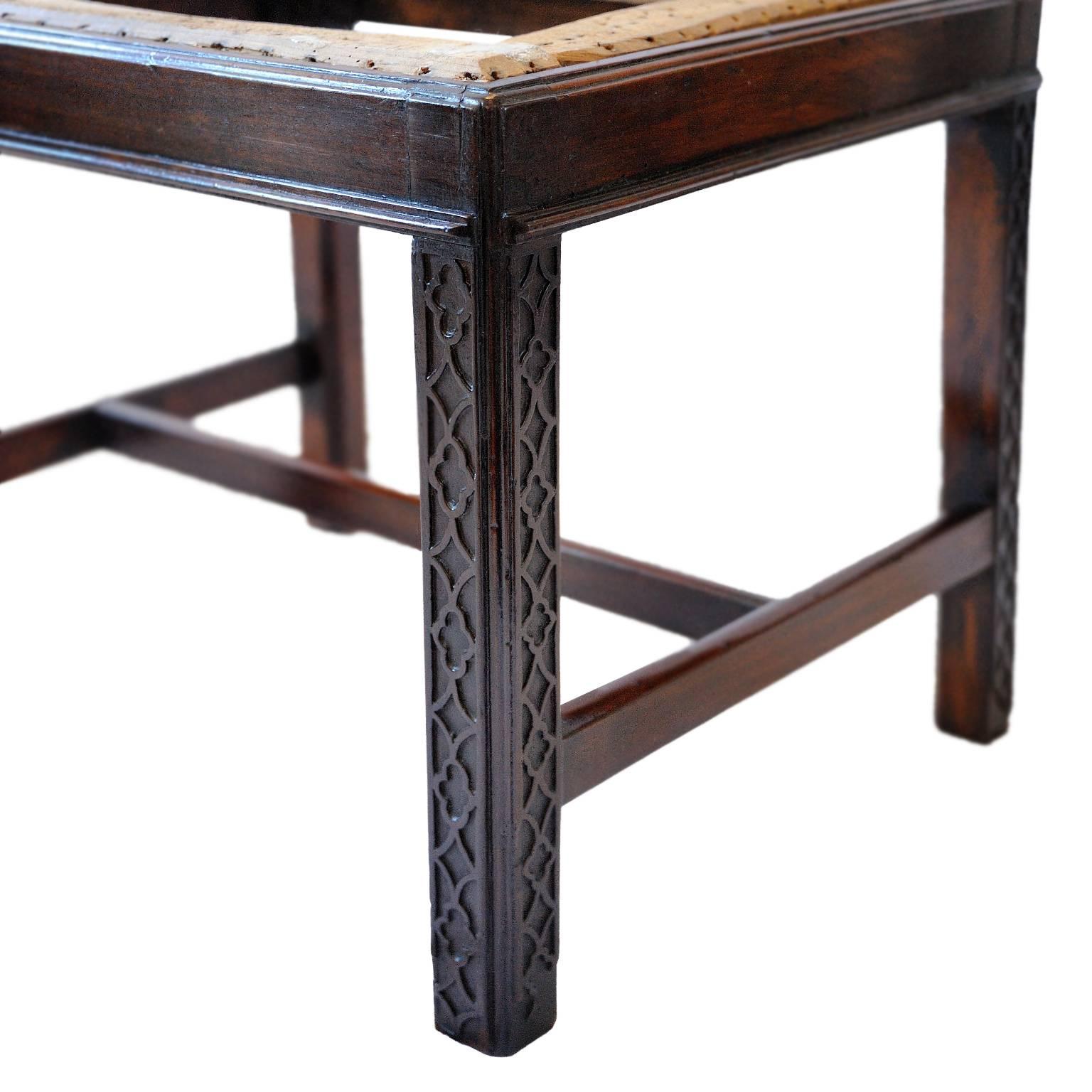 Carved English Mid-18th Century George III Mahogany Chippendale Style Stool, circa 1760 For Sale