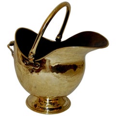 English Mid 19th Century Brass Helmut Shaped Coal Hod