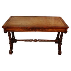 English Mid 19th Century C. Hindley and Sons London Writing Table in Burl Walnut