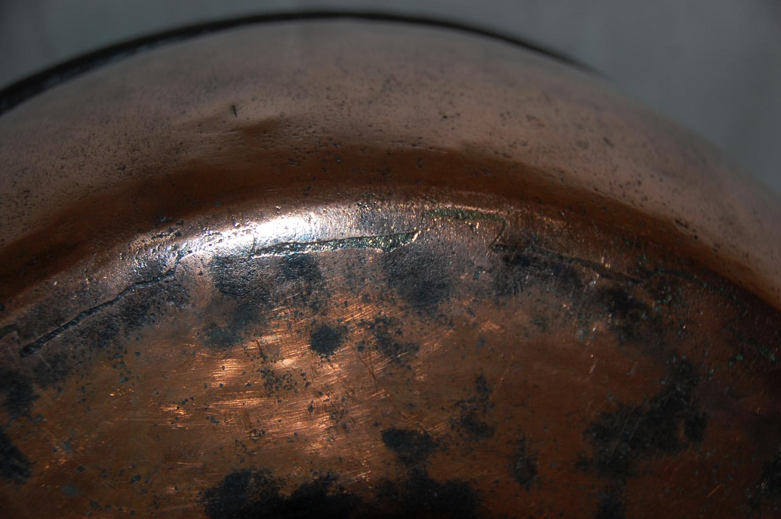 English Mid 19th Century Copper Bellied Cauldron and Lid 4