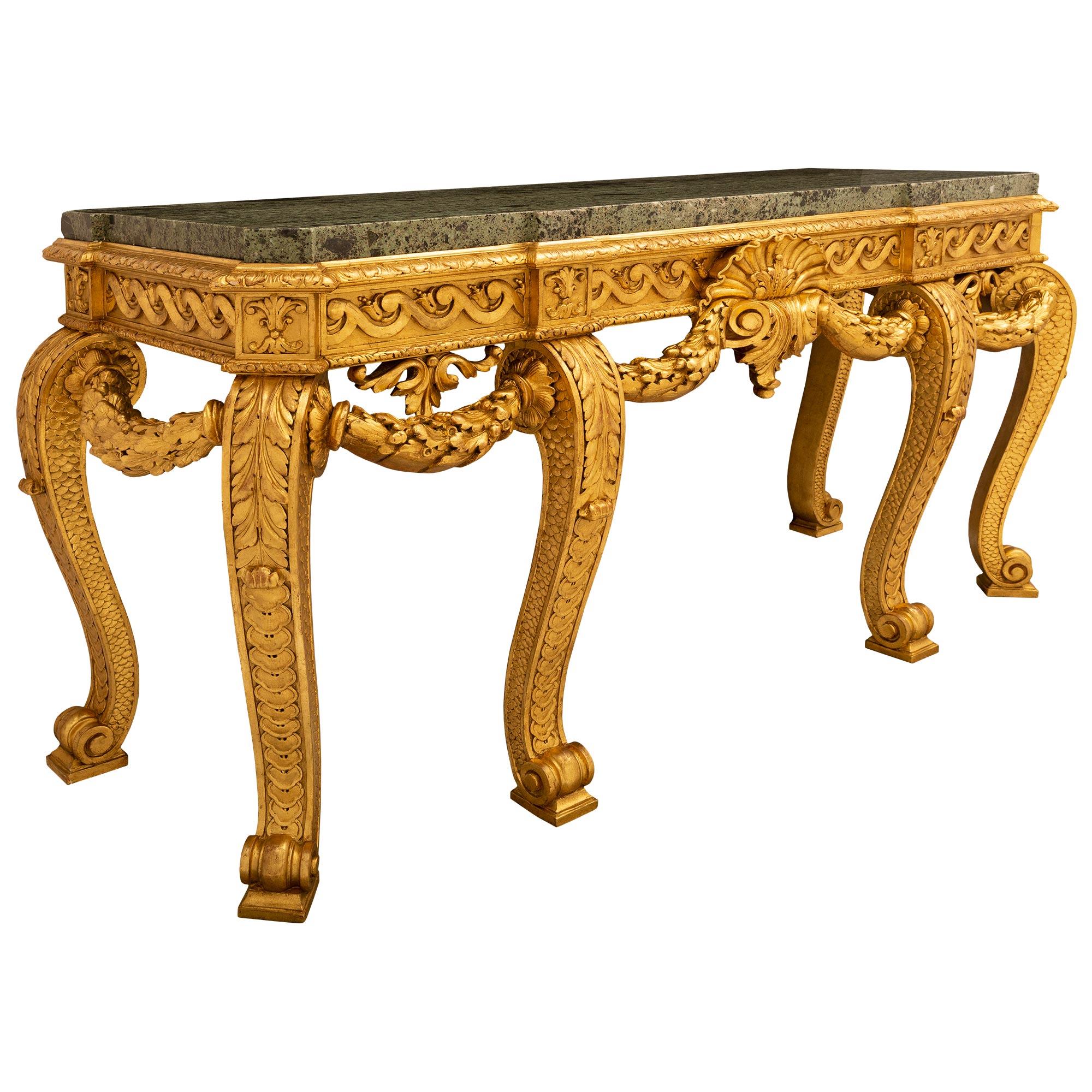 English Mid 19th Century George II St. Giltwood And Marble Console For Sale 1