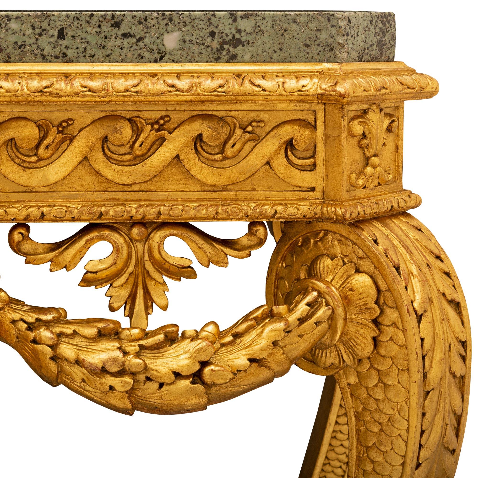 English Mid 19th Century George II St. Giltwood And Marble Console For Sale 4