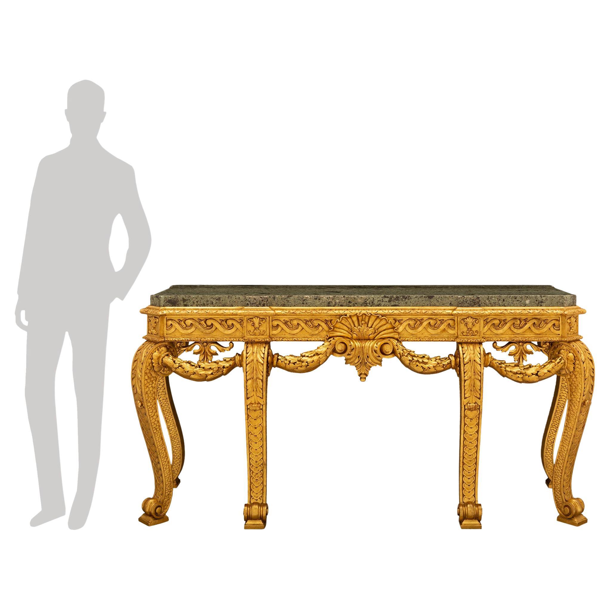 English Mid 19th Century George II St. Giltwood And Marble Console