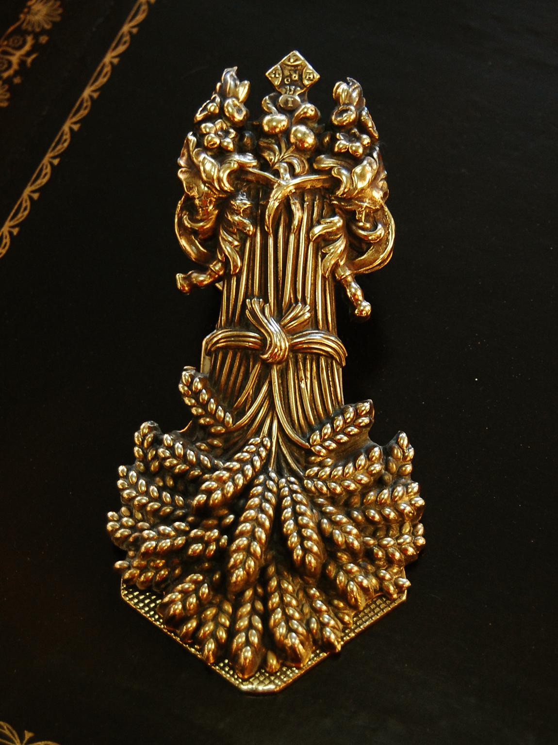 Early Victorian English Mid 19th Century Large Brass Wheatsheaf Paperclip by Whitehouse & Sons