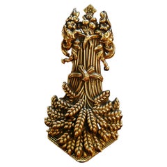 English Mid 19th Century Large Brass Wheatsheaf Paperclip by Whitehouse & Sons