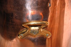 English Mid-19th Century Large Copper Cauldron with Cast Side Handles