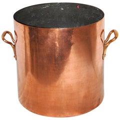 English Mid-19th Century Large Copper Cauldron with Cast Side Handles