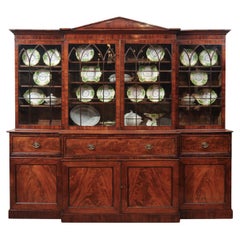 English Mid 19th Century Mahogany Breakfront with Secretary Drawer