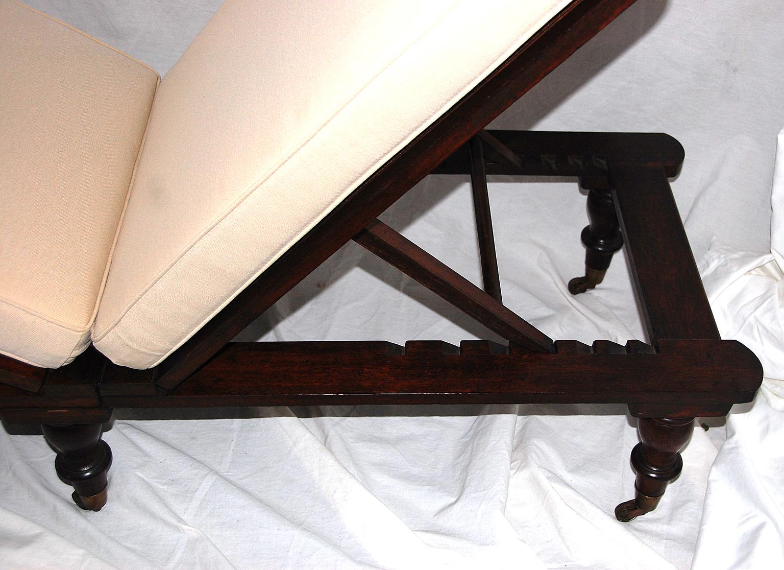 English Mid-19th Century Military Campaign Folding Chaise Lounge 1