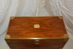 English Mid-19th Century Military Camphor Wood Brass Bound Chest or Trunk