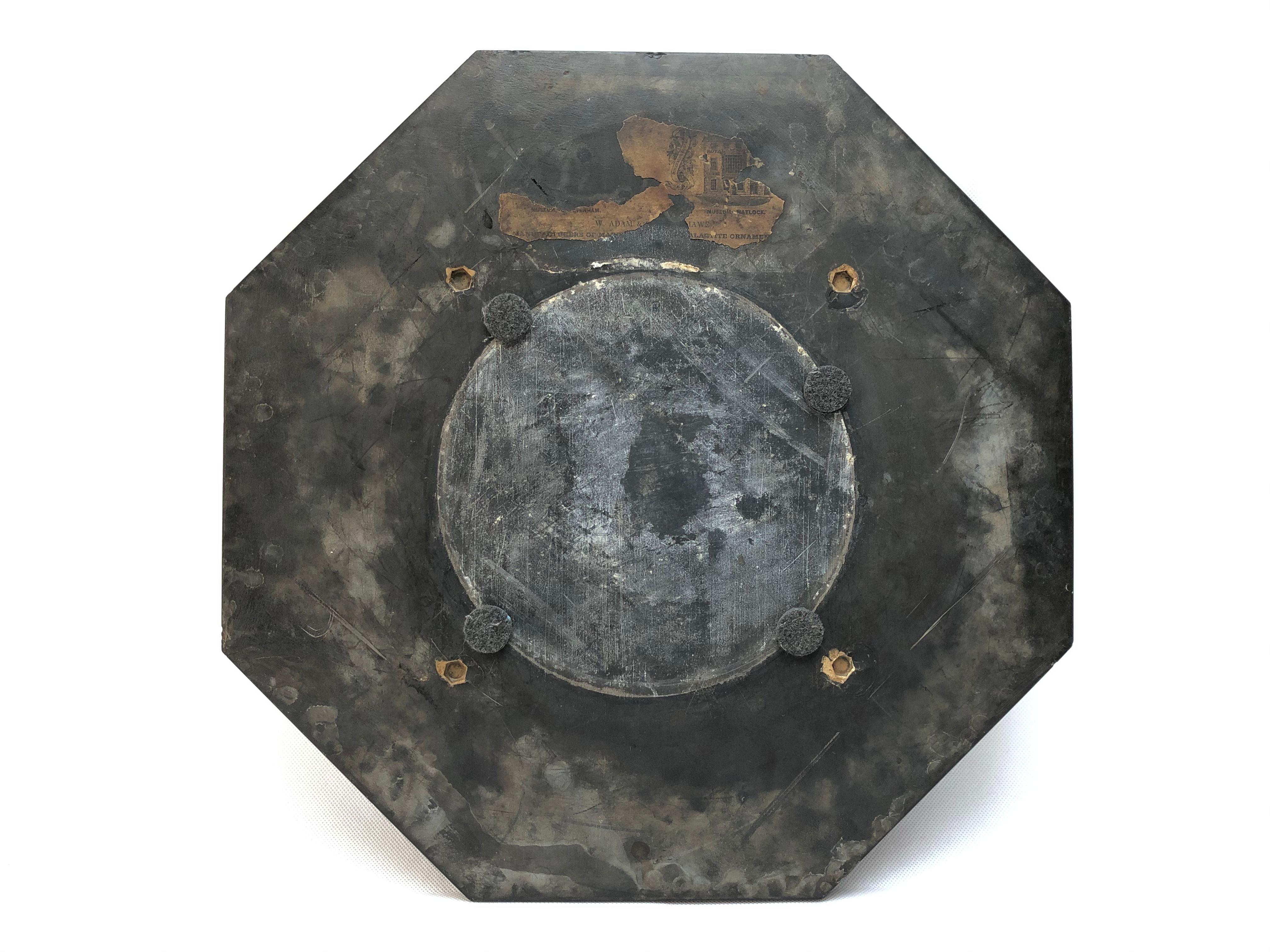 English Mid-19th Century Octagonal Ashford Black Marble and Inlaid Table Top For Sale 2