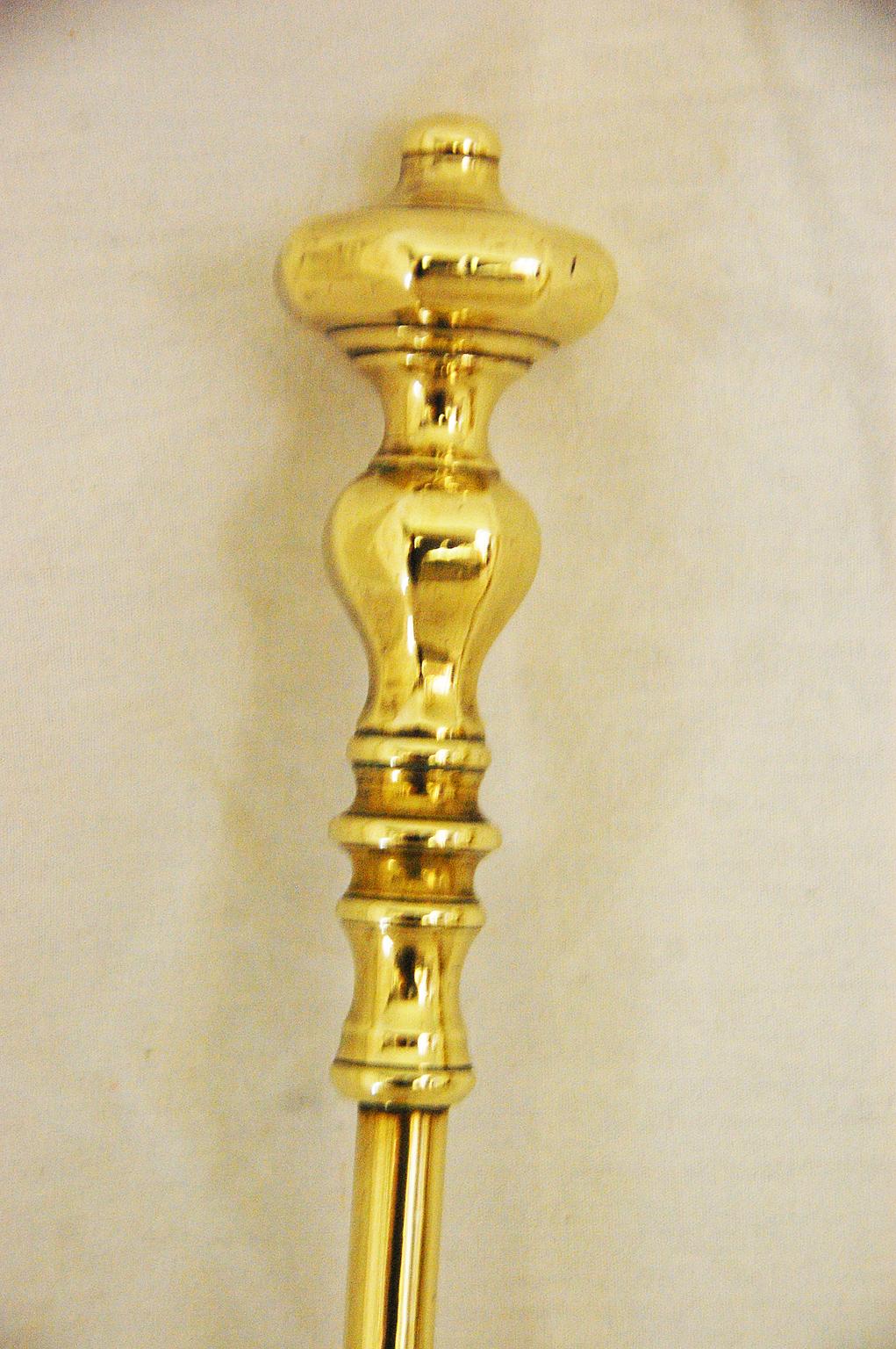 English Mid-19th Century Set of Three Cast Brass Firetools 3