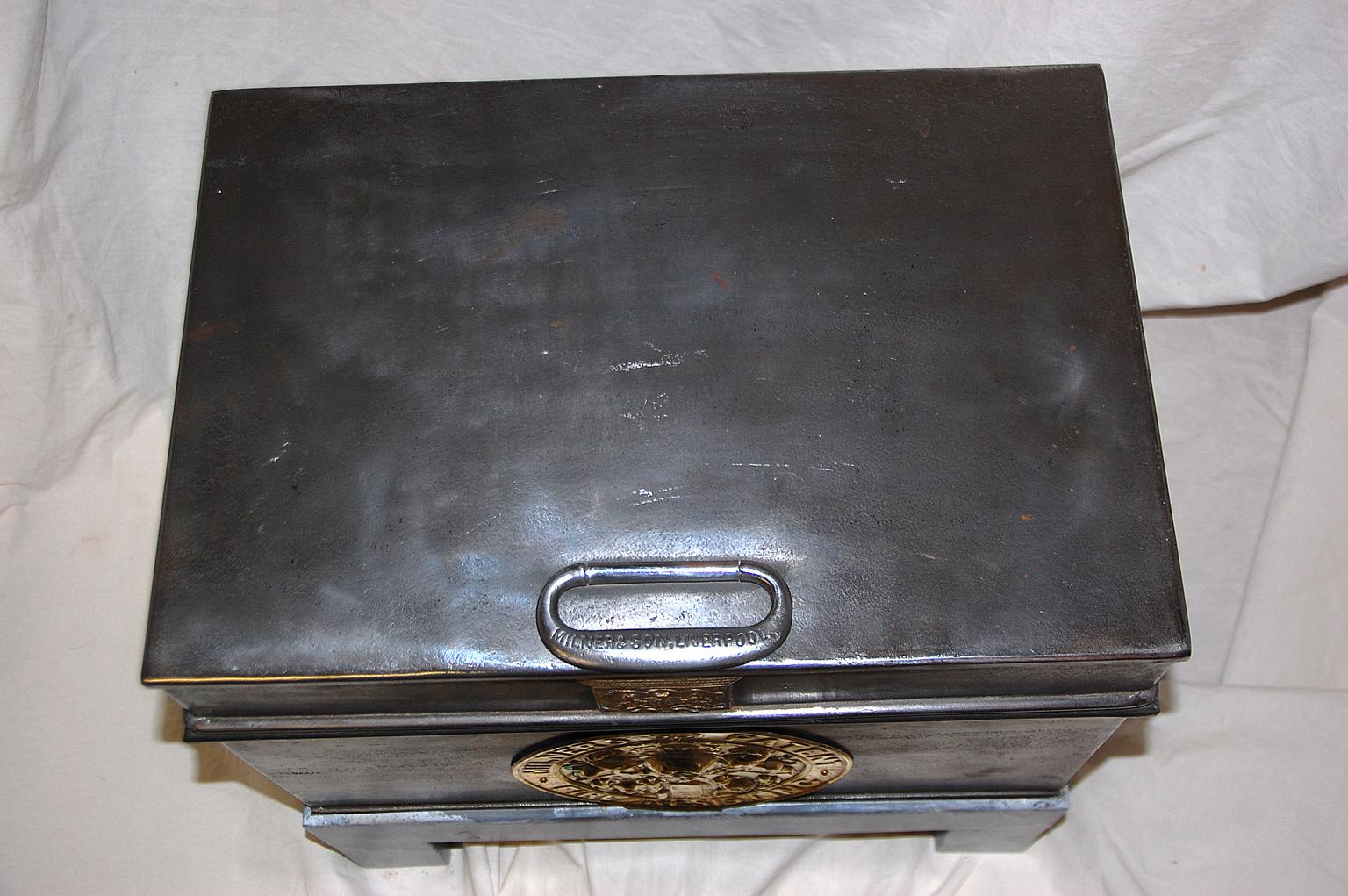 English Mid-19th Century Steel Milner's of Liverpool Firesafe on Custom Stand For Sale 1