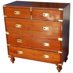 English Mid-19th Century Teak Campaign Chest in Two Parts