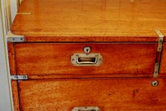 English Mid 19th Century Teak Military Chest of Drawers in Two Parts