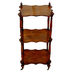 English Mid 19th Century Three Tier Rosewood Etagere with Serpentine Shaping Antique English Mid 19th Century Three Tier Rosewood Etagere with Serpentine Shaping