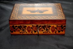 English Mid 19th Century Tunbridge Inlaid Box  by Edmund Nye Original Label