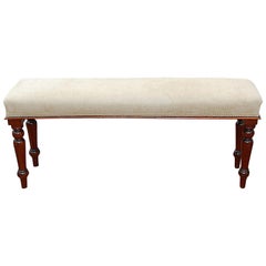 English Mid-19th Century Upholstered Mahogany Bench