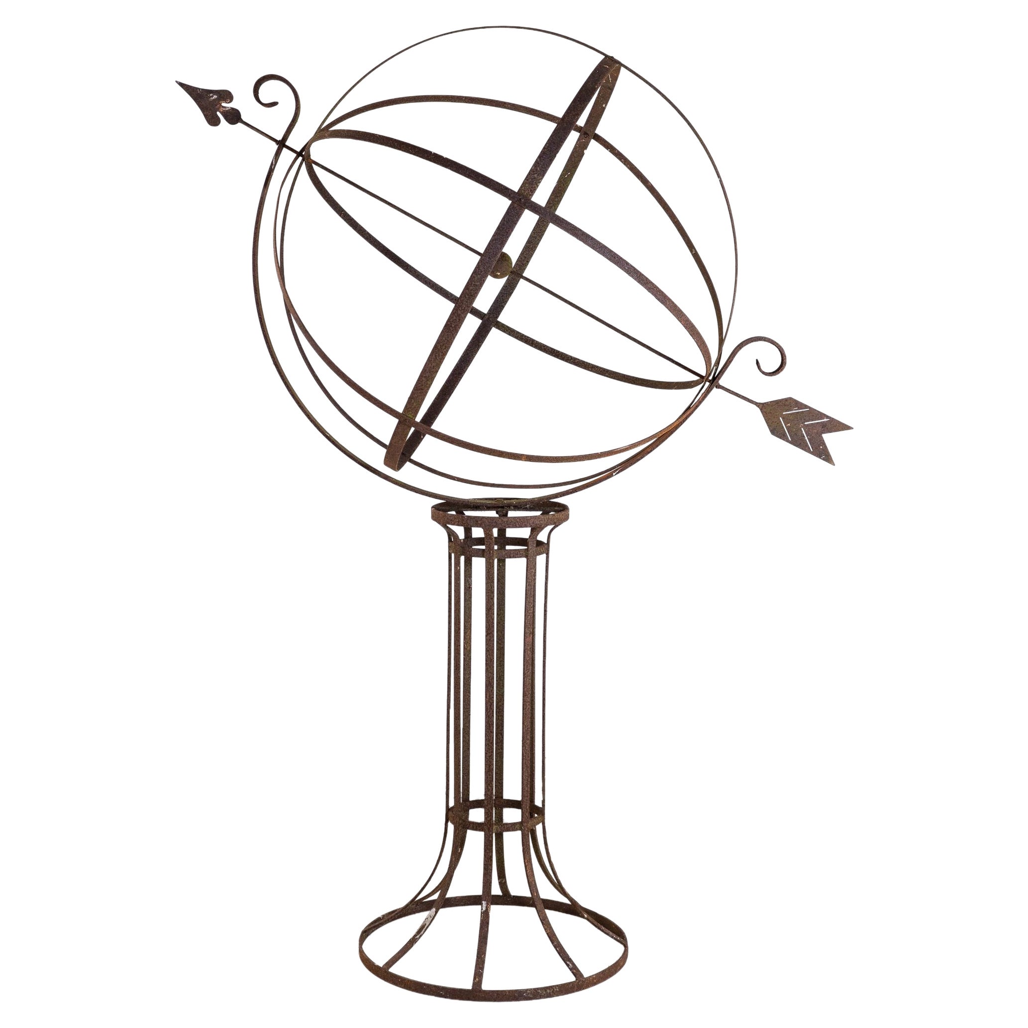English Mid-20th Century Iron Armillary Sphere on Stand