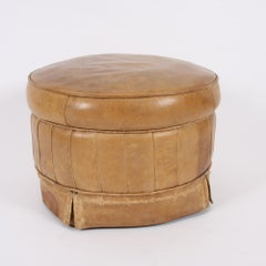 English Mid-20th Century Leather Footstool