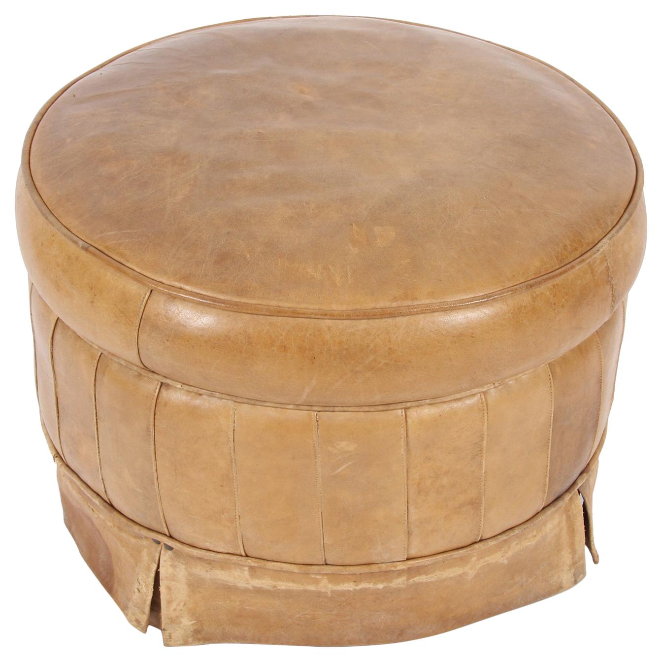 English Mid-20th Century Leather Footstool For Sale