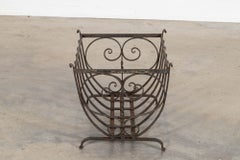 English Mid 20thC Brutalist Wrought Iron Log Basket