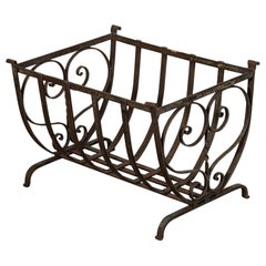 English Mid 20thC Brutalist Wrought Iron Log Basket