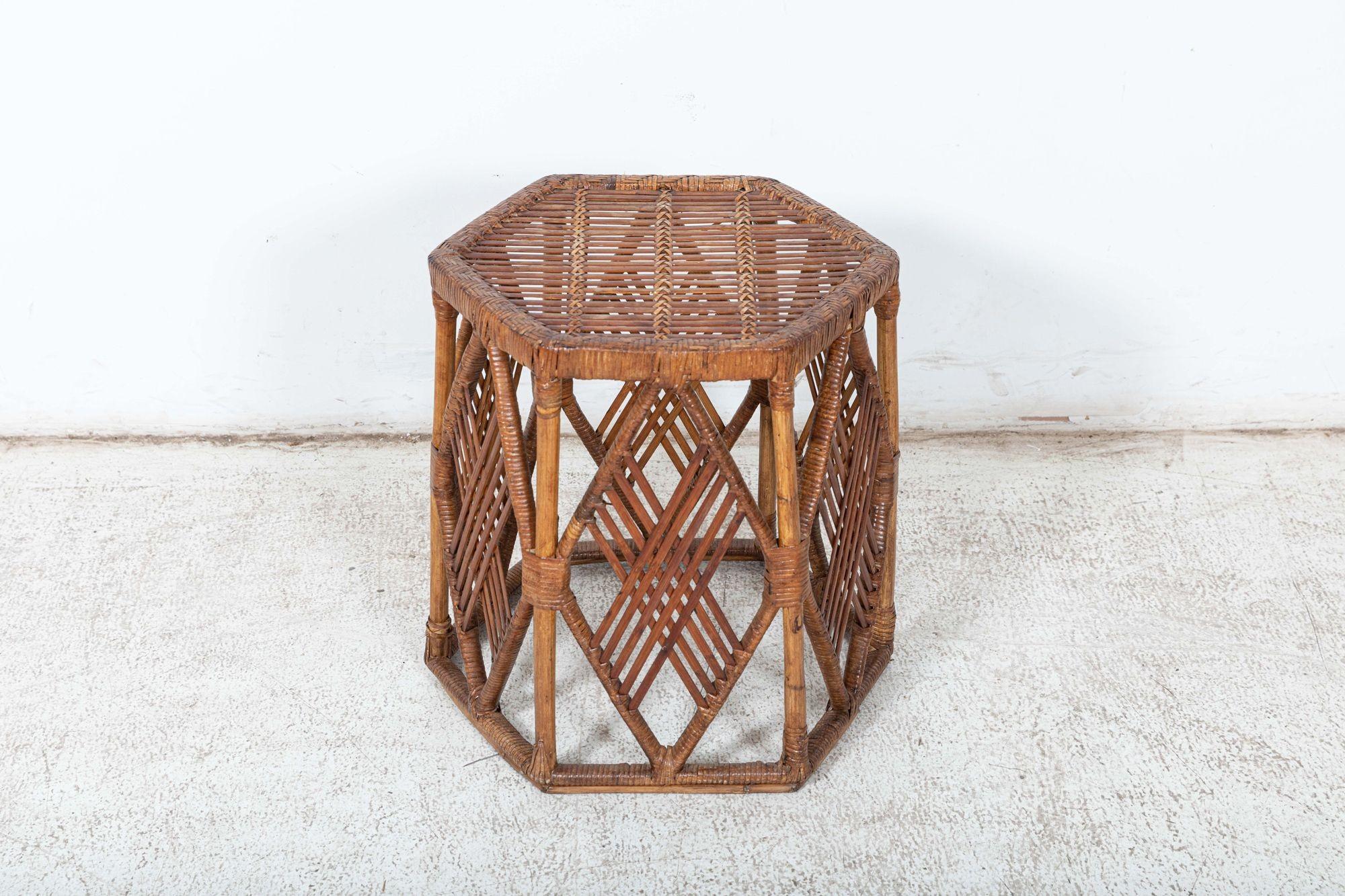 English Mid-Century Bamboo / Rattan Side Table In Good Condition In Staffordshire, GB