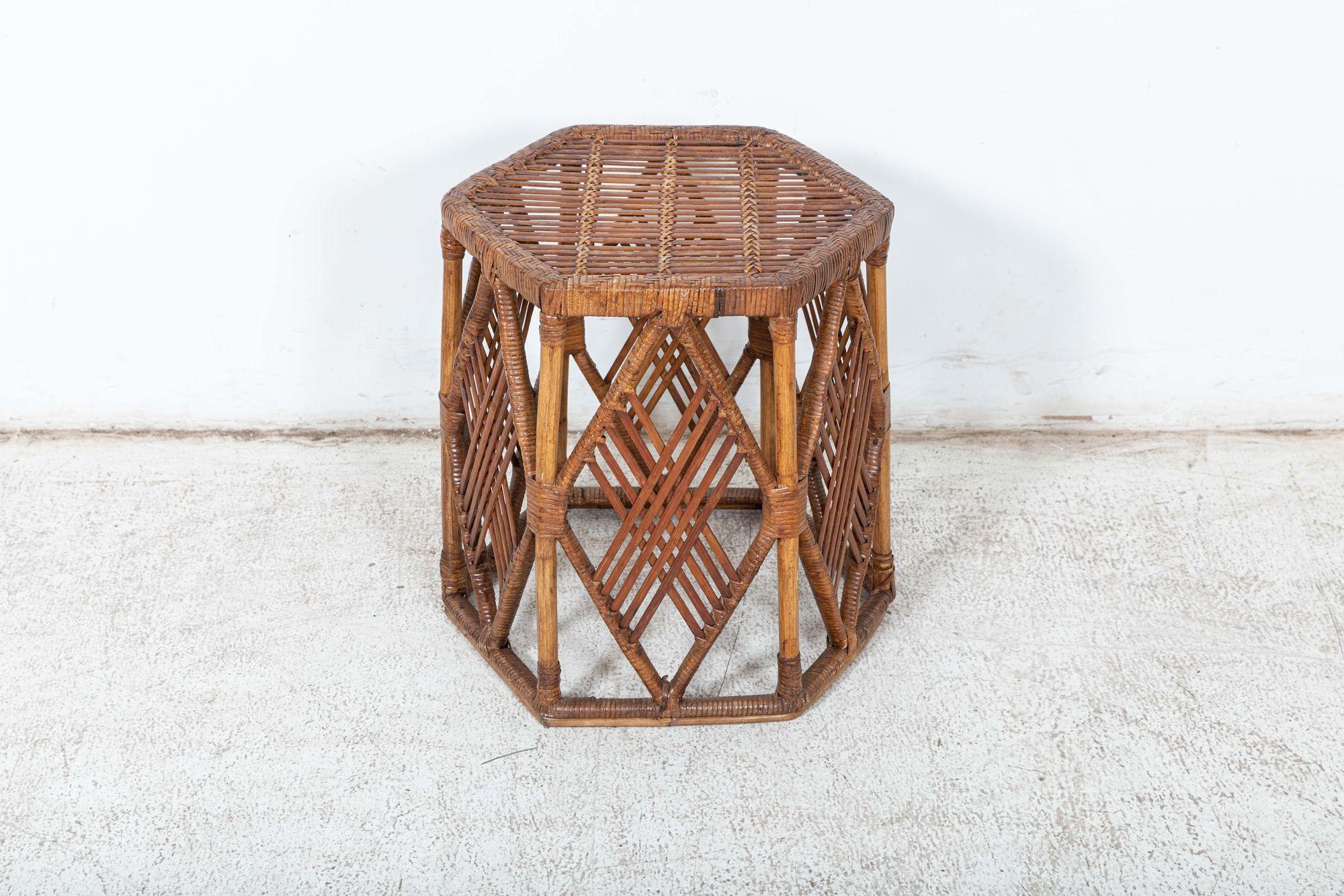 English Mid-Century Bamboo / Rattan Side Table 1