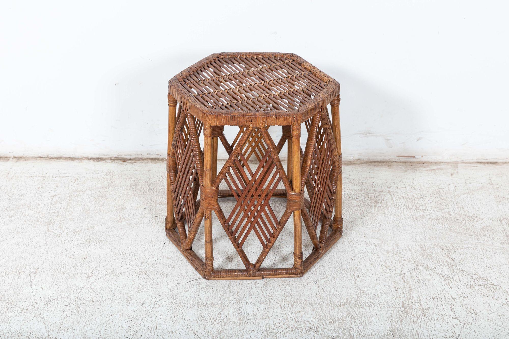 English Mid-Century Bamboo / Rattan Side Table 3
