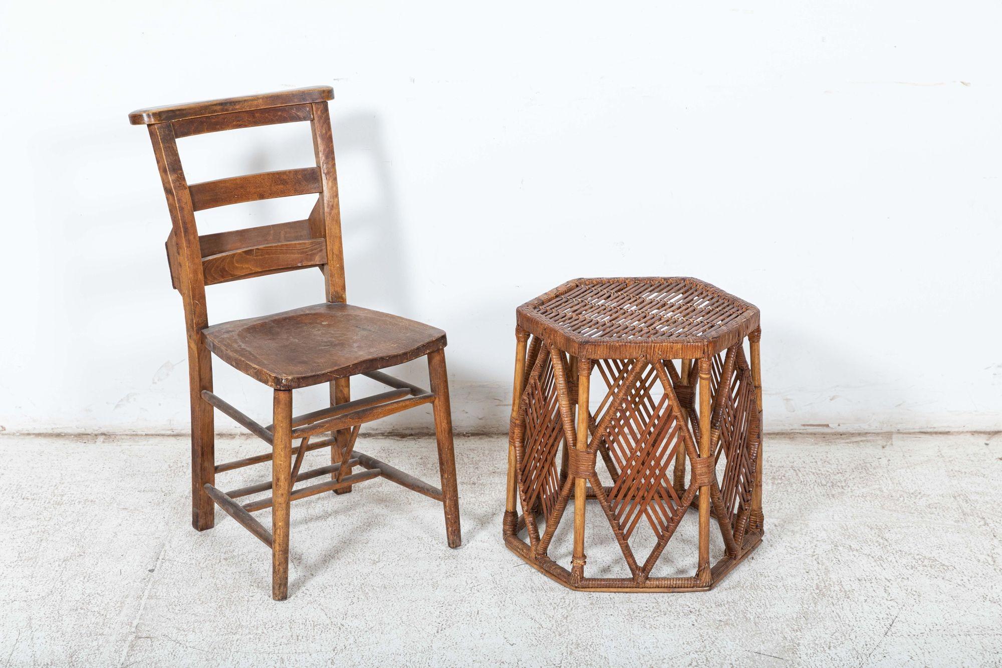 English Mid-Century Bamboo / Rattan Side Table 4