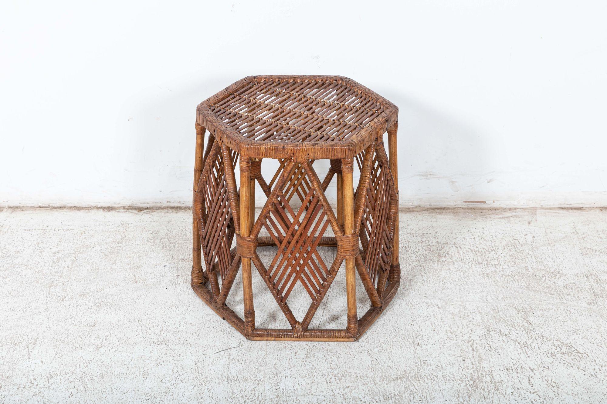 English Mid-Century Bamboo / Rattan Side Table 5