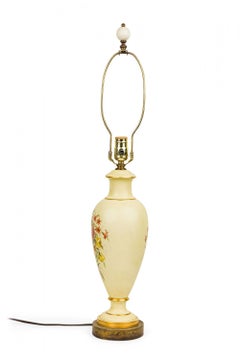 Beige Ceramic & Brass Mid-Century Table Lamp, Art Deco Style, UK
