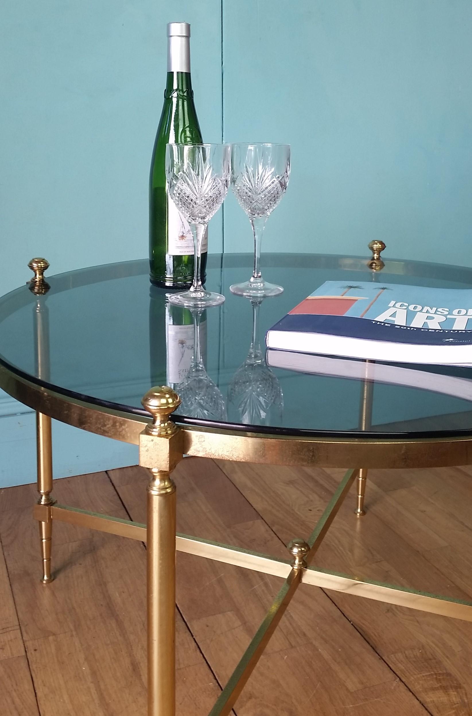 20th Century English mid century brass coffee table For Sale