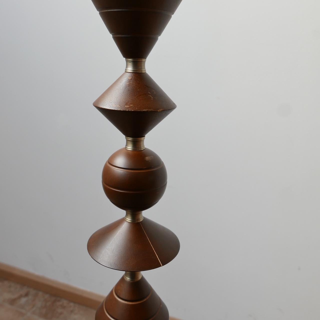 20th Century English Mid-Century Geometric Wooden Floor Lamp