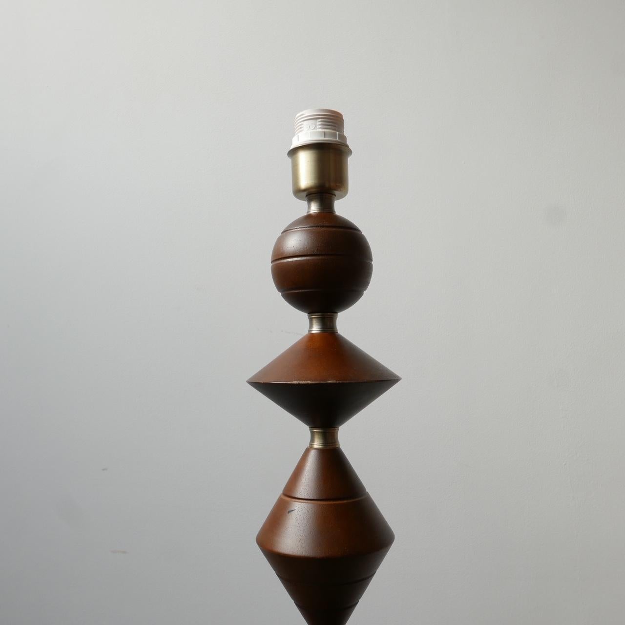 English Mid-Century Geometric Wooden Floor Lamp 1
