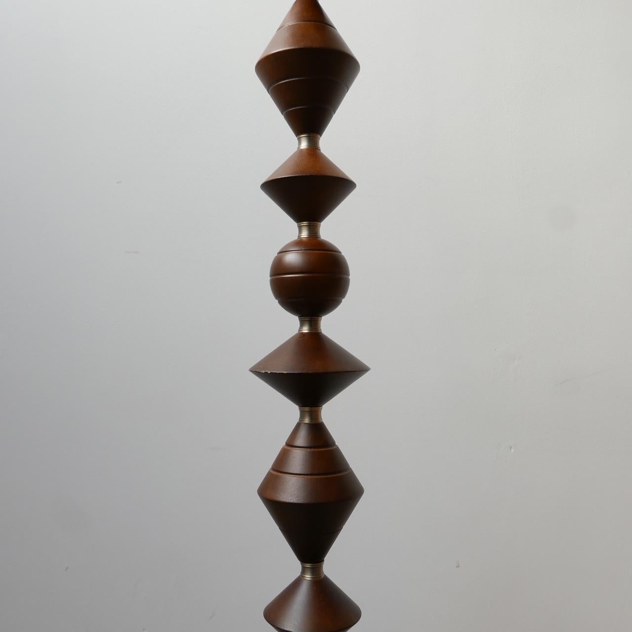 English Mid-Century Geometric Wooden Floor Lamp 2